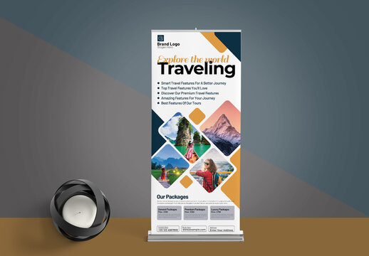 Travel Business Rollup Banner Design Template Layout