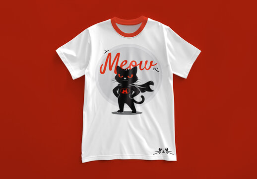 Superhero Cat Graphic T Shirt Design