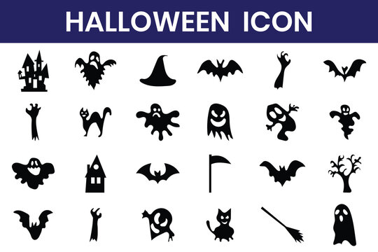Halloween ghost waving silhouette icon set. Set of spooky ghost silhouettes. Adorable spirits with various facial expressions, playful and spooky character collection.