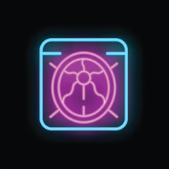 Fototapeta premium Glowing neon icon of a radioactive sign displayed on a smartphone screen, warning of danger