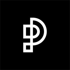 Obraz premium A unique, modern monogram using parallel lines to create a dynamic, interconnected PP design.