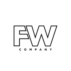 Obraz premium Letter F and W, FW logo design template. Minimal monogram initia