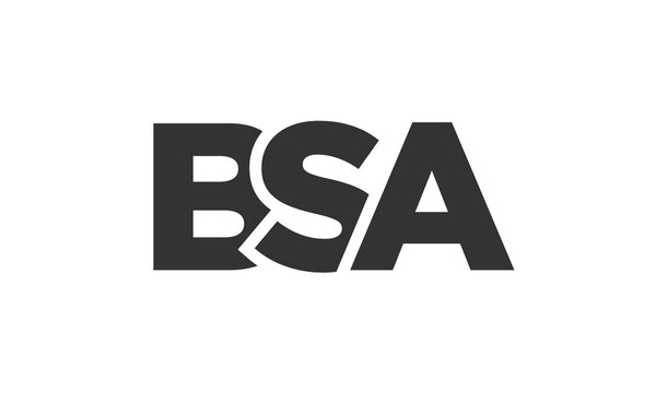 BSA logo design template with strong and modern bold text. Initial based vector logotype featuring simple and minimal typography. Trendy company identity.