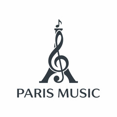 Fototapeta premium This logo design creatively combines a music clef and the Eiffel Tower, embodying the essence of Parisian culture, music, and artistic expression.