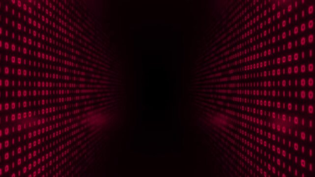 Magenta red color computer programming binary code sci fi tunnel futuristic design black seamless technology background