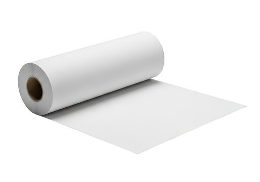 A roll of white paper unrolled partially isolated on transparent background