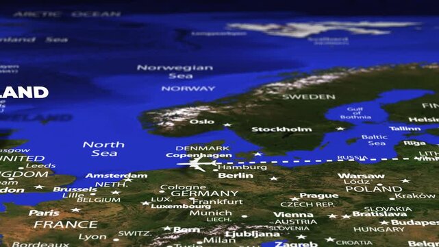 Flight From Moscow RUSSIA to Dublin IRELAND with flag pins