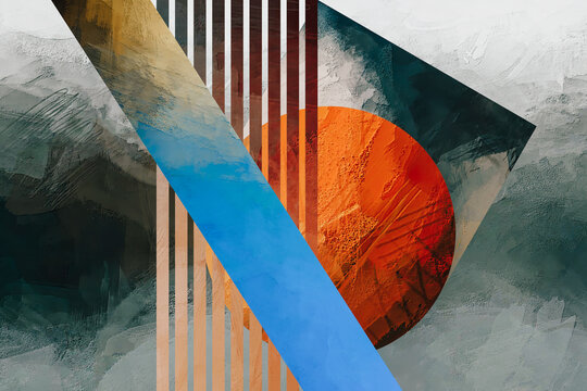 Strata and Symmetry layered arrangement of textures and forms that reflects natural stratification while maintaining compositional symmetry and structural clarity, contemporary abstract painting 3