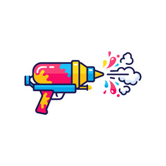 Obraz premium Colorful water gun spraying paint in a playful design