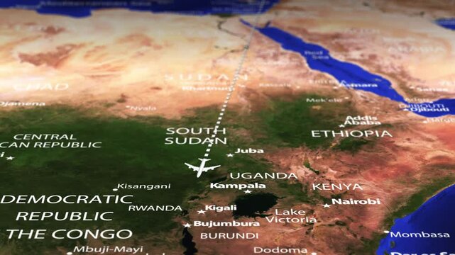 Flight From Moscow RUSSIA to Gaborone BOTSWANA with flag pins