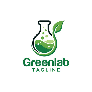 This logo embodies a green laboratory theme, showcasing eco-friendly practices and scientific research with a concept of sustainability and environmental consciousness.