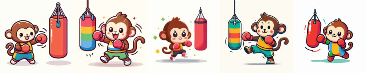 cute monkey vector boxing training © sarah16blakeyxh2