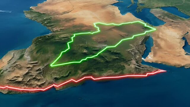 Visualizing the complex geopolitical landscape encompassing Israel and key Middle Eastern and African territories, marked by ancient borders and a critical geological rift zone