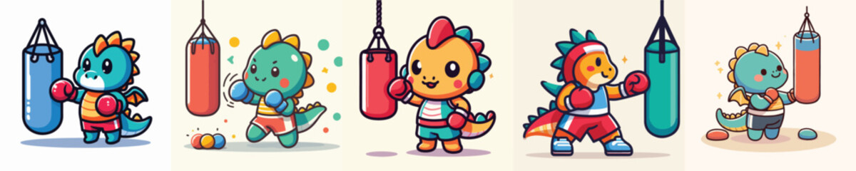 Obraz premium cute dragon vector boxing training