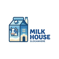 This charming illustration depicts a milk carton featuring a cow's face, symbolizing freshness and quality, ideal for dairy-related products or brands.