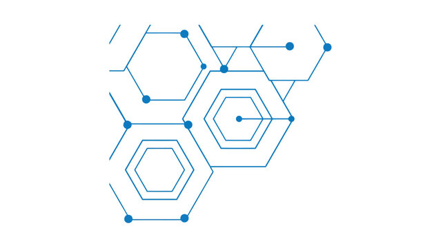 Geometric pattern composed of interconnected hexagonal and pentagonal shapes with dots at vertices