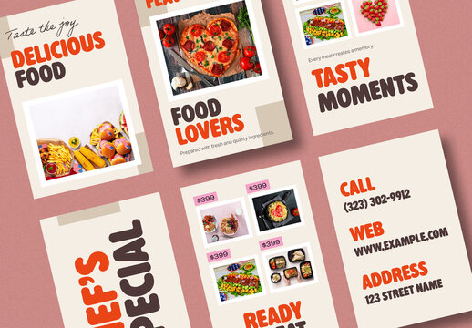 Delicious Food Promotion Social Media Post Design Set