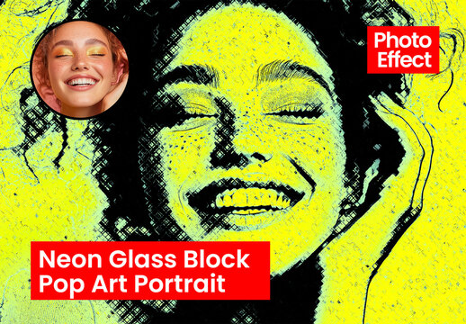 Neon Glass Block Pop Art Portrait Photo Effect