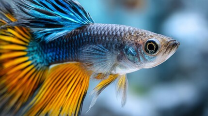 Fototapeta premium Guppy swims gracefully in clean, bright aquarium
