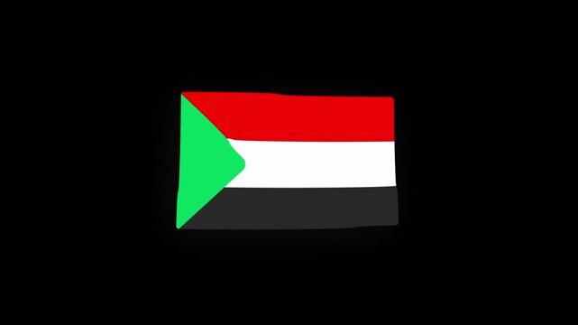 Sudan Flag Waving Animation Seamless Loop with Alpha Channel