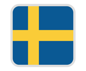Obraz premium sweden national flag icon in rounded square shape isolated on white background swedish patriotic symbol