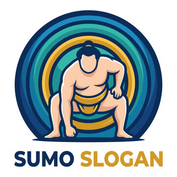 A stylized sumo wrestler positioned powerfully, symbolizing strength and discipline in this dynamic representation perfect for sports-related projects.