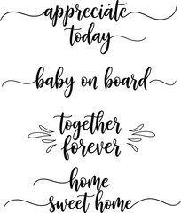Elegant handwritten phrases on a white background for various occasions and sentiments