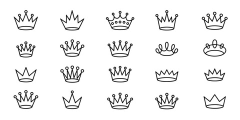 A collection of various crowns and tiaras with different designs and embellishments Vector © Sofiqul