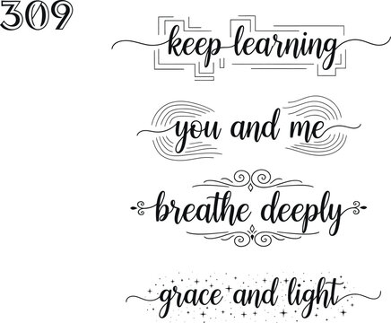 Inspirational quotes on a blackboard with floral designs and a number 309