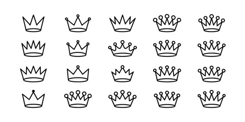 A collection of various crowns and tiaras showcasing different designs and styles Vector © Sofiqul