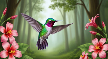 Obraz premium hummingbird and flower