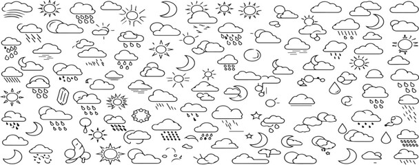 Obraz premium A collection of various simple line drawings of objects and symbols