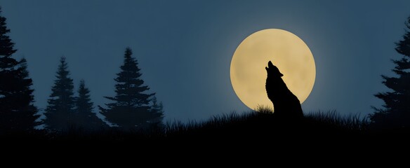 Fototapeta premium The werewolf howling beneath a full moon during the night.