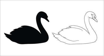 Black and white swans facing each other in a minimalist design © Hasina