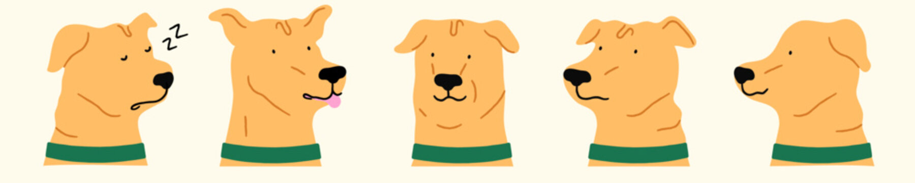 Brown Dog  Faces Vector Illustration	