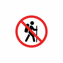 No Hiking Restriction Sign Vector Silhouette 