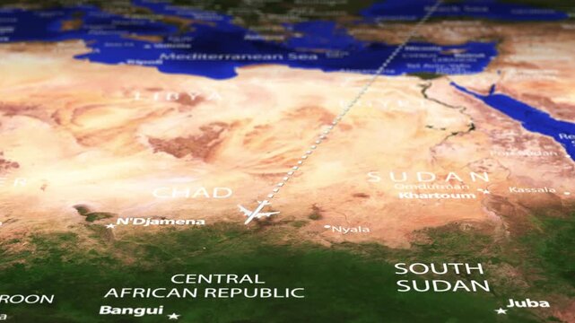 Flight From Moscow RUSSIA to LUANDA ANGOLA with flag pins