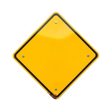 Bright yellow diamond-shaped warning sign on a plain white background