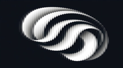 Dynamic white swirling motion on black background