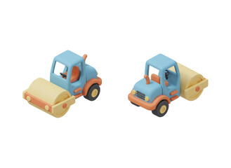 Naklejka premium 3D Isometric Road Roller Toy Icon Set