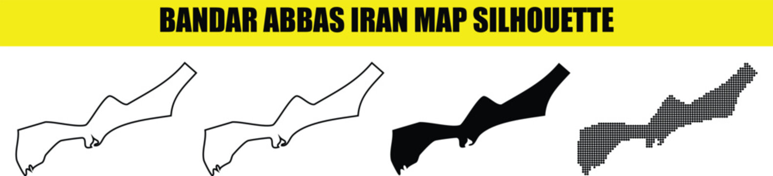 Bandar abbas iran map silhouette, iran region bandar abbas, blank map bandar abbas, borders of bandar abbas, bandar abbas map outline