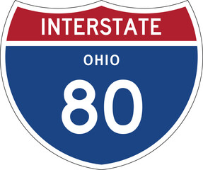Interstate 80 (OH) I-80 US Interstate Highway Route Shield Badge Vector © Griffin9678