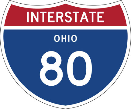 Interstate 80 (OH) I-80 US Interstate Highway Route Shield Badge Vector