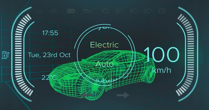 At startup HUD display showing speed varying as selector cycling drive modes for demonstration