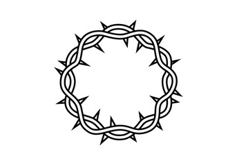 Obraz premium Icono corona de espinas en estilo lineal negro como símbolo de fe y sacrificio