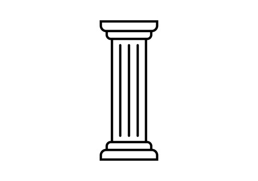 Columna griega cl&aacute;sica en estilo lineal negro sobre fondo blanco como s&iacute;mbolo de arquitectura y estabilidad
