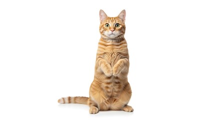 Obraz premium Curious orange tabby cat standing on hind legs