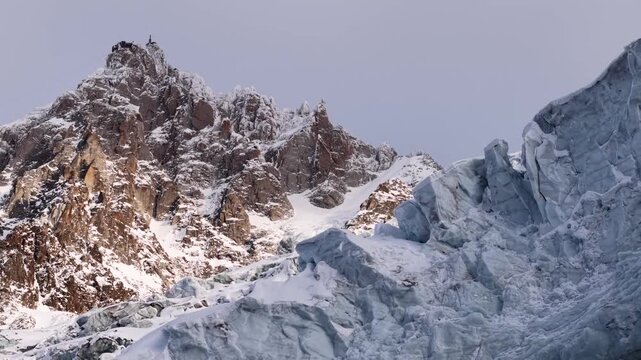 Chamonix mountain range offers stunning winter vista of peaks and glaciers