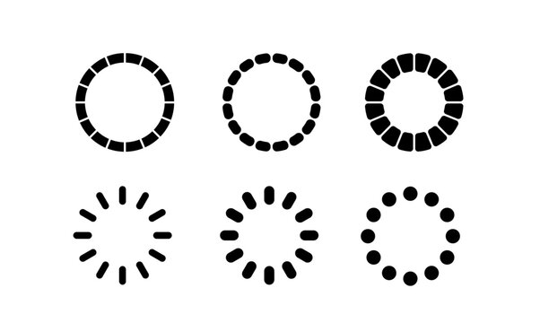 Loading Spinner Icons Set. Progress Indicator Vector Graphic Symbols for Web and App Interface Design.