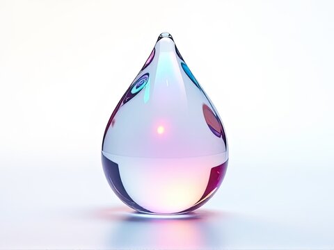 A single water droplet sitting on a flat surface, perfect for showcasing tiny details or illustrating concepts like purity or clarity